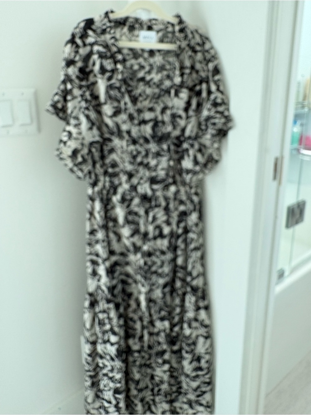 Misa Los Angeles Black and Cream Maxi Dress